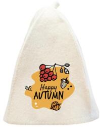 SAUNA KING Szauna sapka, gyapjúkeverékből, fehér, ősz motívummal III