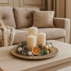 Altom Design Arany/szürke színű karácsonyi kerek dekortálca - 32, 5 cm (IMO-ALT-01080181085-48612)