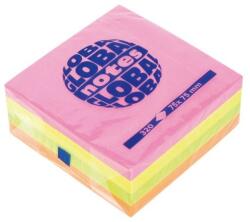  Notesuri autoadezive GLOBAL NOTES - 75x75mm, 400 file - 4 culori pastel