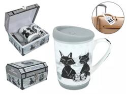 Hanipol Porcelán utazóbögre - 320ml - Fekete macska, New York