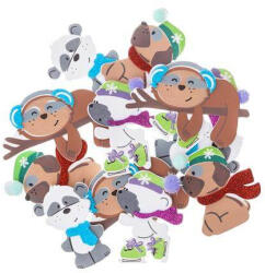 DP CRAFT Dekorgumi, öntapadós, állatok téli ruhában, 3D, 12 db-os (DPC-KSPI-413) - mesescuccok