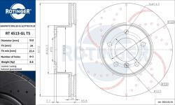 ROTINGER Disc frana ROTINGER GRAPHITE DRILLED & SLOTTED PLUS RT 4513-GL T5 (RT 4513-GL T5)