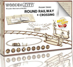 Wooden City Puzzle 3D WOODEN CITY Puzzle 3D Șine circulare cu trecere la nivel 159 piese