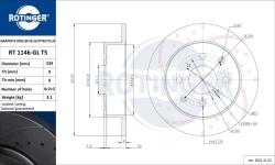 ROTINGER Disc frana ROTINGER GRAPHITE DRILLED & SLOTTED PLUS RT 1146-GL T5 (RT 1146-GL T5)