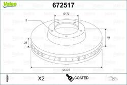 VALEO Disc frana VALEO COATED 672517 (672517)