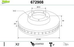 VALEO Disc frana VALEO COATED 672908 (672908)