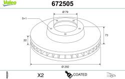 VALEO Disc frana VALEO COATED 672505 (672505)