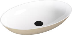 SAPHO Mosdó, Sapho Banera Oval öntött márvány mosdó 60x40 cm, fehér/matt bézs 14397.82 - zuhanykabin