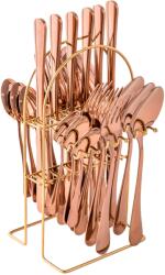 TRENDY S TRENDY'S rozsdamentes acél evőeszköz készlet, 24 részes, tartóval, rózsaszín (TCM-32R)