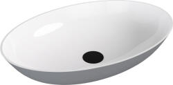 SAPHO Mosdó, Sapho Banera Oval öntött márvány mosdó 60x40 cm, fehér/matt szürke 14397.32 - zuhanykabin