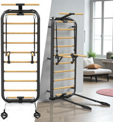  Bordásfal inSPORTline Wootkit 220×86 cm, 8 kör alakú lépcsőfok, falhoz rögzítés, könnyű karbantartás, egyszerű és gyors összeszerelés