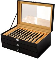  Luxus bőr töltőtoll tok, 36 nyílás, 3 rétegű kialakítás, elegáns retro stílus