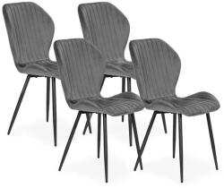 4 db sötétszürke velúr étkező- és nappali szék, modern, fém lábbal