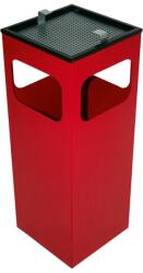  Cos de gunoi cu scrumiera integrata, model Kuba, 29 l, 250 x 250 x 655 mm, rosu (4260058006096) - constructii-mag Cos de gunoi