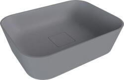 SAPHO Mosdó, Sapho Banera Square öntött márvány mosdó 50x36 cm, matt szürke 14596.31 - mozaikkeramia