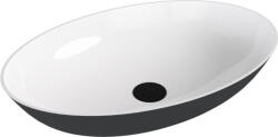 SAPHO Mosdó, Sapho Banera Oval öntött márvány mosdó 60x40 cm, fehér/matt antracit 14397.52 - mozaikkeramia