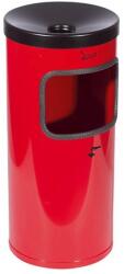  Cos de gunoi cu scrumiera integrata, model Rondo, unitate de podea, inaltime 410 mm, Ø 180 mm, 10 l, rosu (4260058003927) - constructii-mag Cos de gunoi
