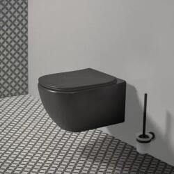 Ideal Standard Set vas wc suspendat Ideal Standard Tesi Aquablade cu capac slim softclose negru mat Silk Black (T0079V3+T3527V3)