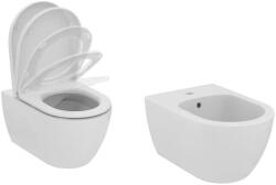 Ideal Standard Set vas WC suspendat Ideal Standard Ellisse cu capac softclose alb si bideu (T569201+T569301)