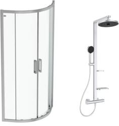 Ideal Standard Pachet cabina de dus Ideal Standard Connect 2 crom 80x80 cm si coloana de dus Ideal Standard Alu+ argintiu (K9250EO+BD583SI)