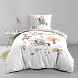 douceur d'intérieur Lenjerie de pat pentru copii albă-roz din bumbac pentru pat de o persoană 140x200 cm Lilibelle - douceur d'intérieur Lenjerie de pat