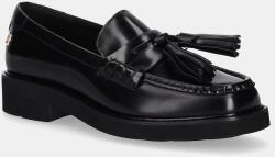 Tommy Hilfiger bőr mokaszin TASSEL SQUARISH TOE LTHR LOAFER fekete, platformos, FW0FW08749 - fekete Női 40