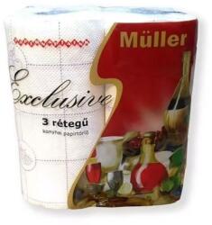 Müller Papírtörlő konyhai 3 rétegű átmérő: 11, 5 cm 50 lap/11, 5 méter/tekercs 2 tekercs/csomag Exclusive Müller fehér (9354)