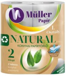 Müller Papírtörlő konyhai 2 rétegű átmérő: 10, 5 cm 50 lap/11, 5 méter/tekercs 2 tekercs/csomag Natural Müller fehér