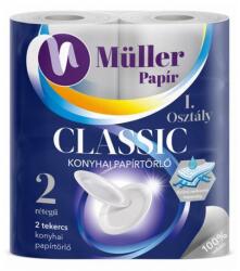 Müller Háztartási papírtörlõ kéztörlõ 2 rétegű 50 lap/tekercs 2 tekercs/csomag Müller Classic hófehér (9352) - tonerpiac