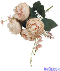  Peónia 5 fejes selyemvirág csokor 39cm - Barack