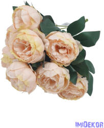  Peónia 10 fejes selyemvirág csokor 43cm - Barack