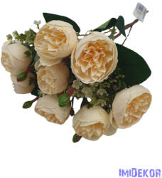  Boglárka 9 fejes selyemvirág csokor 34cm - Törtfehér