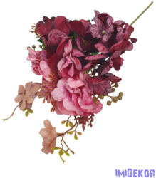  Szálas hortenzia kiegészítőkkel 35cm - Bordó