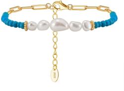 BeSpecial Bratara argint 925 placata cu aur 14K cu perle naturale si turcoaz natural (BRR29)