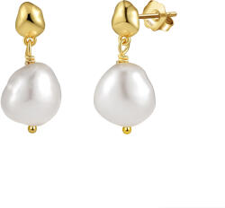 BeSpecial Cercei argint 925 placati cu aur 14K cu perle naturale (ERR34)
