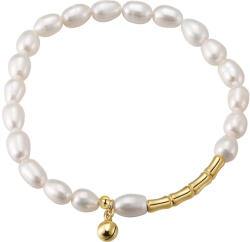 BeSpecial Bratara elastica din argint 925 placata cu aur 14K cu perle naturale (BRR37)