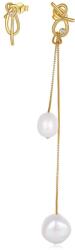 BeSpecial Cercei argint 925 asimetrici placati cu aur 14K cu perle naturale (ERR30)