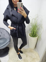  Vastagabb steppelt hatású öves mellény (fekete) (340076)