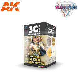 AK Interactive WARGAME COLOR SET- NON METALLIC METAL GOLD festék szett AK1077
