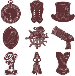 Pentacolor Kft Pentart Steampunk fafigura készlet dobozban 54 db/készlet 21690