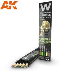 AK Interactive AK-Interactive Weathering Pencil - GREEN & BROWN: SHADING & EFFECTS SET akvarell ceruza szett - AK10040
