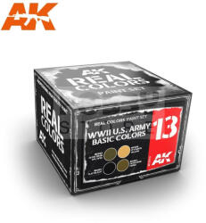 AK Interactive - REAL COLORS WWII U. S. ARMY BASIC COLORS SET - festékszett RCS013