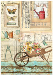 Stamperia A4 rizspapír csom. - Garden barrow - DFSA4867