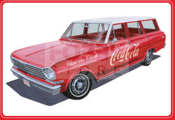 AMT 1963 CHEVY II NOVA WAGON W/CRATES COKE 1: 25 autó makett AMT1353