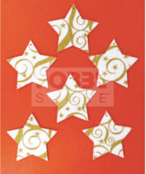 Pentacolor Kft Filcfigura - Ötágú csillag, festett, fehér-arany (6 db/cs, átm. kb. : 6 cm) 23272