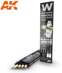 AK Interactive AK-Interactive Weathering Pencil - BLACK & WHITE: SHADING & EFFECTS SET akvarell ceruza szett - AK10039