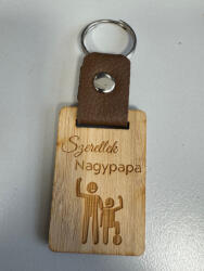 Gravírozott fa kulcstartó "Szeretlek Nagypapa