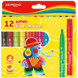 Keyroad Rostirón, filctoll készlet 5mm 12 db/bliszter Keyroad Jumbo vegyes színek (KR971413) - nyomtass-olcson