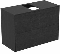 Ideal Standard Dulap baza suspendat Ideal Standard Atelier Conca 2 sertare si blat cu decupaj central 80 cm finisaj stejar inchis (T3947Y4)