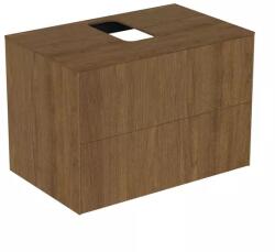 Ideal Standard Dulap baza suspendat Ideal Standard Atelier Conca finisaj nuc inchis 2 sertare si blat cu decupaj central 80 cm (T3941Y5)
